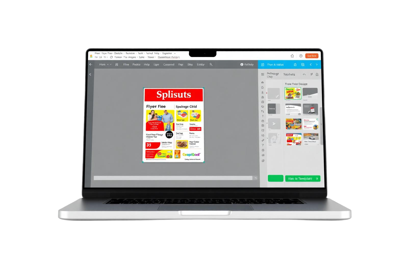 User creating a flyer with Flyerly on a laptop